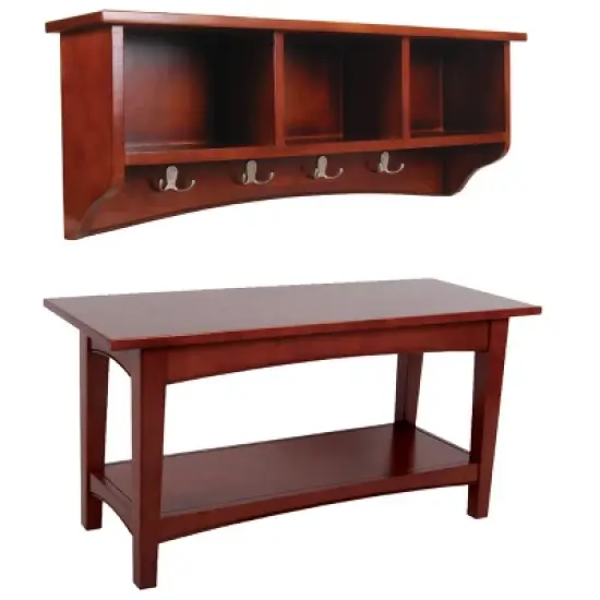 Shaker Cottage Storage Coat Hook with Bench Set - Alaterre Furniture image {4}