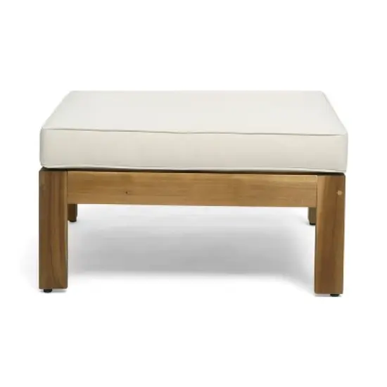 GDFStudio Allaire Acacia Wood 3 Seater Sectional Sofa Set with Ottoman image {8}