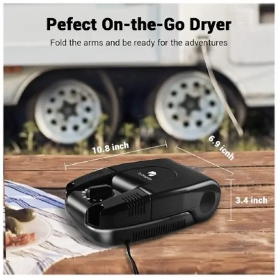 Dr. Prepare Boot & Shoe Dryer, Active On the Go Drying with Built In Fan, Black image {4}