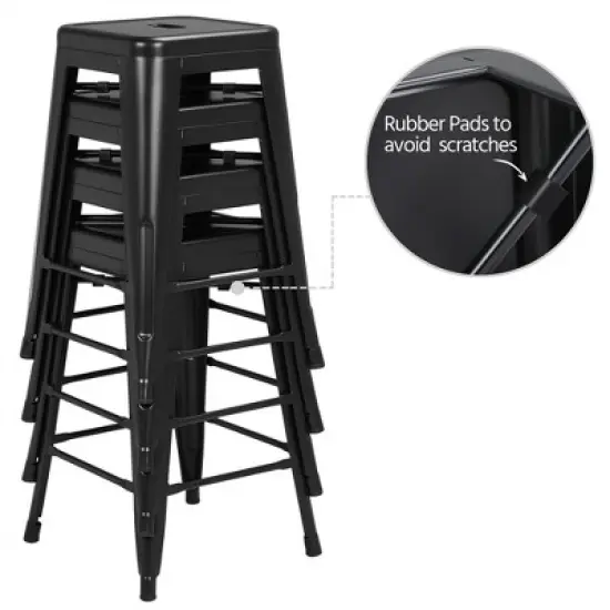 Yaheetech 24" Set of 4 Metal Counter Height Backless Stackable Bar Stools Indoor/Outdoor image {4}