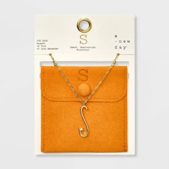 Gold Dipped Scattered Cubic Zirconia Initial Pendant Necklace - A New Day&trade; Gold image {22}