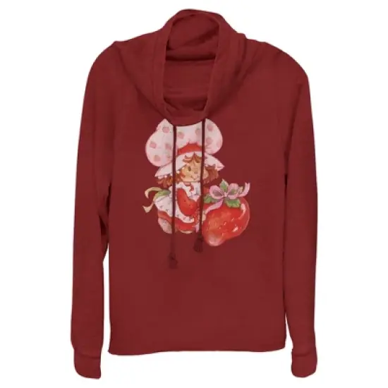 Junior's Strawberry Shortcake Watercolor Cute Berry Cowl Neck Sweatshirt image {2}