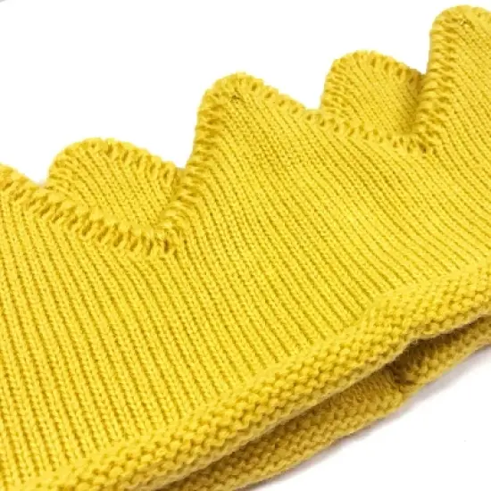 Wrapables Baby Boy & Girl Birthday Party Knitted Crown Headband Beanie Cap Hat, Yellow image {2}