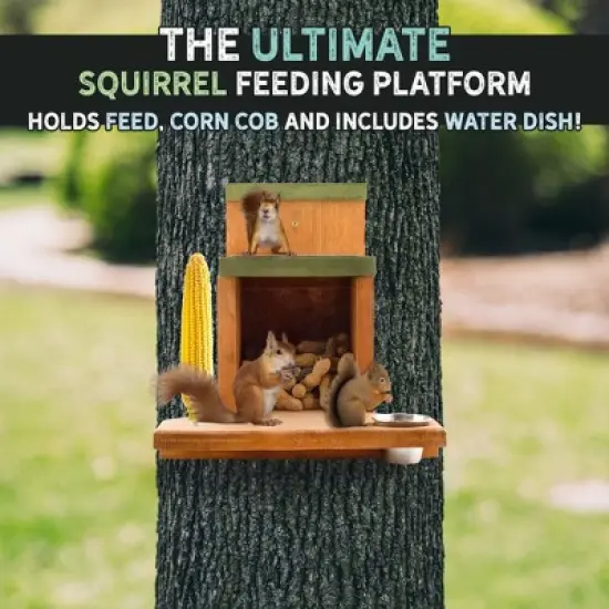 Uncle Dunkels Ultimate Squirrel Munch Box Feeder; Rustic Handmade Squirrel Food Box image {6}