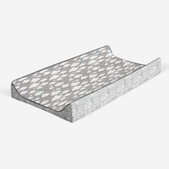 Bacati - Clouds in the City Gray Clouds Quilted Changing Pad Cover image {6}
