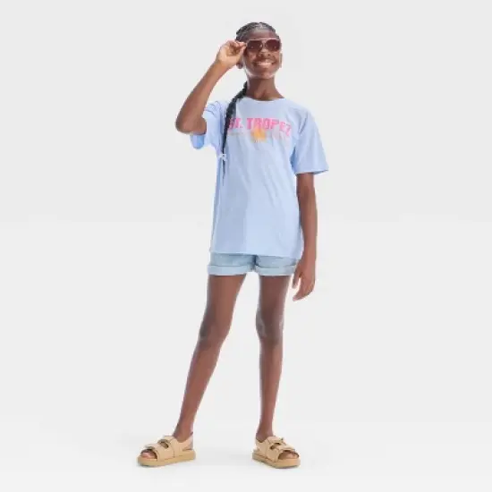 Girls' Oversized St.Tropez Graphic T-Shirt - art class&trade; Blue image {3}