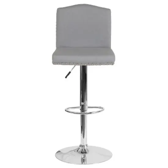 Flash Furniture Bellagio Contemporary Adjustable Height Crown Back Barstool with Accent Nail Trim image {8}