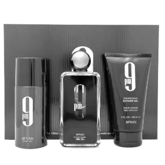 Afnan 9 PM Luxury Perfume Gift Set for Men Eau De Parfum 3.4 Fl Oz with Deodorant (5.0 Oz) and Shower Gel (6.7 Oz) image {2}