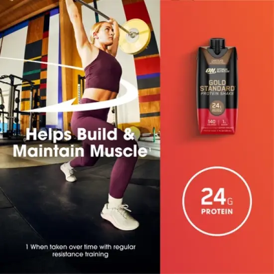 Optimum Nutrition Chocolate RTD Protein Shake 4pk/11oz: Non-Caffeinated Liquid Beverage image {3}