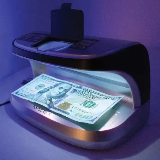 Nadex Coins&trade; V27 Desktop UV Counterfeit Detector with Micro Print Magnifier in Silver image {8}