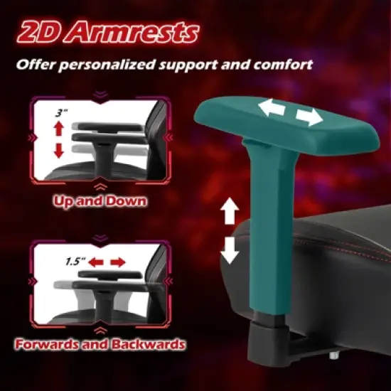 Costway Gaming Chair Ergonomic High Back Computer Chair with Rocking Function & 2D Armrests image {9}