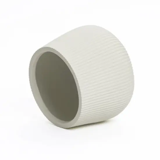 LuxenHome 15.5" Dia Round Concrete Planter Large Indoor Outdoor Plant Pot with Drainage Hole and Plug Modern Off-White Ripped Flower Pot image {6}