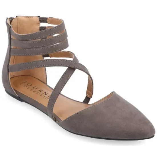 Journee Collection Womens Marlee Tru Comfort Foam Back Heel Zip Pointed Toe Cage Flats image {11}