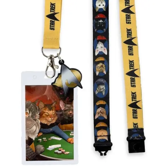 Star Trek Lanyard Cat Poker Breakaway ID Badge Holder with Charm Keychain Multicolored image {1}