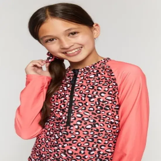 Andy & Evan Infant Girls Rashguard Swim Suit Red, Size 9-12 Months image {1}