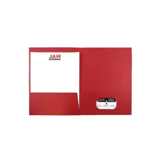 JAM Paper Two-Pocket Textured Linen Business Folders Red 386LRED image {5}