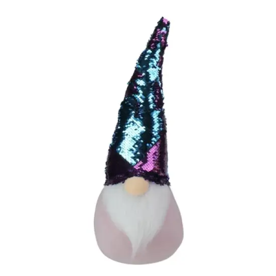 Northlight Gnome with Flip Sequin Hat Christmas Decoration - 17.5" - Purple and Blue image {6}
