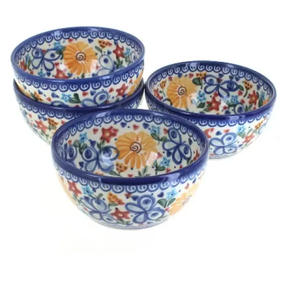 Blue Rose Polish Pottery 71-4 Vena Dessert Bowl Set image {4}