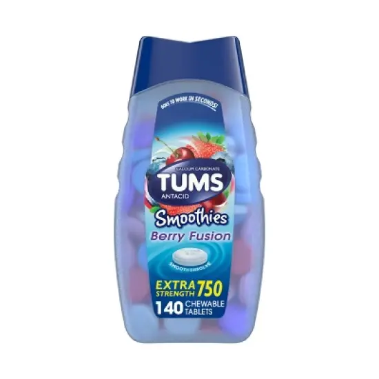 Tums Extra Strength Antacid Smoothies Fusion Chewable Tablets - Berry - 140ct image {9}