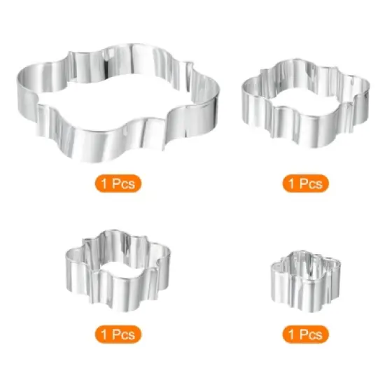 Unique Bargains Versatile Rust-proof Durable Dishwasher Safe Cookie Cutter Set Silver Tone 4 Pcs image {2}