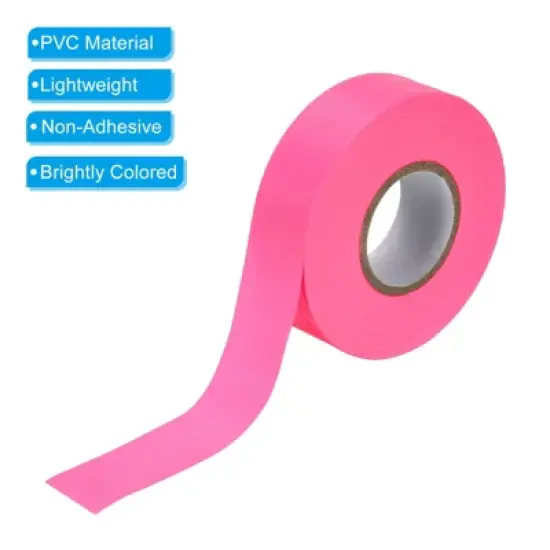 Unique Bargains PVC Non-Adhesive Flagging Tapes for Trail Outdoor 2 Pcs Pink 1" x 147 ft image {3}