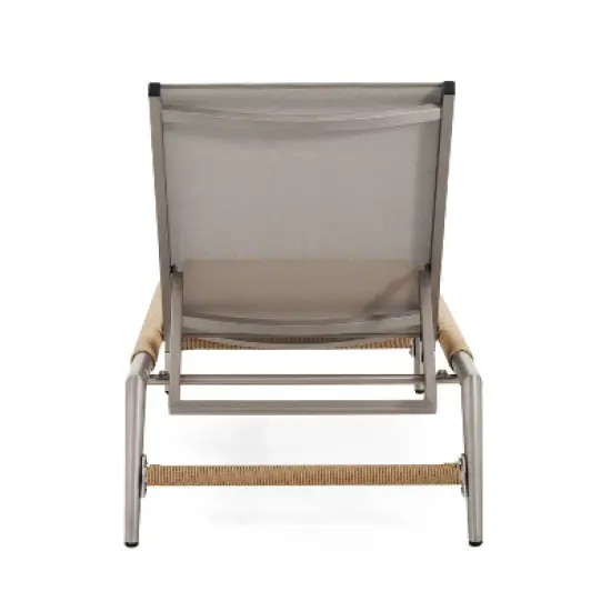 Christopher Knight Home Ally Patio Adjustable Mesh and Aluminum Chaise Lounges with Rope Wrapping, Silver image {5}