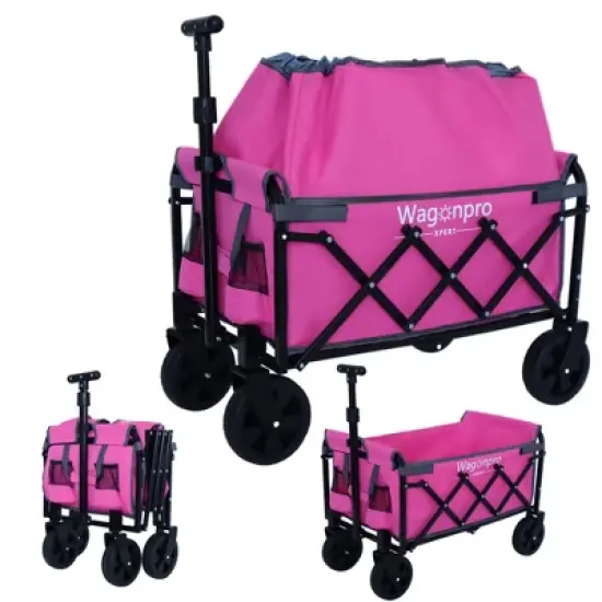 HTUTWOO 3-in-1 Convertible Folding Wagon, Expandable Dual-Layer Wagon, 180L Capacity All-Terrain Wheels, for Camping, Shopping, Gardening, Fishing image {13}