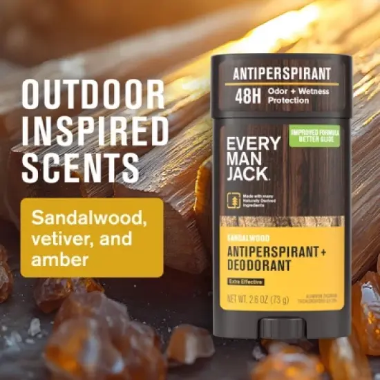 Every Man Jack Men's Solid Antiperspirant & Deodorant Sandalwood - 2.6oz image {3}