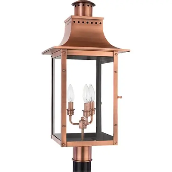 Quoizel Lighting Chalmers 3 - Light Post Light in  Aged Copper image {2}