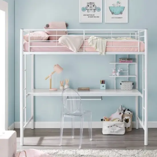 Full Analise Metal Loft Bed with Wood Desk - Saracina Home image {1}