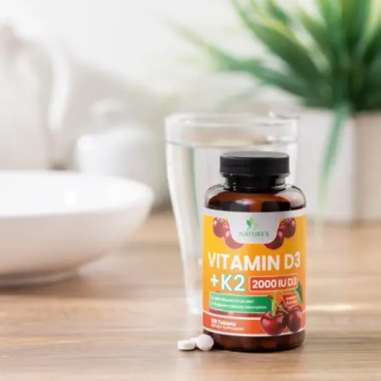 Vitamin D3 with K2 Supplement - High Potency Vitamin D Complex, Chewable - 60 Tablets;120 Tablets;180 Tablets image {7}