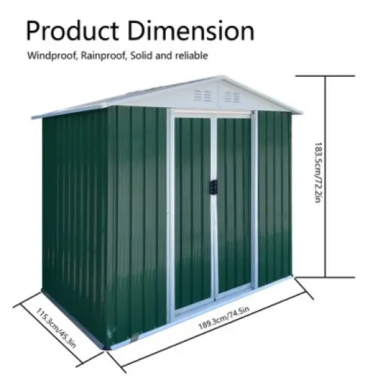 HANPURE 6FTx4FT Green Outdoor Tool Storage House Garden Shed With Aluminum Alloy Frame And Sliding Door image {2}