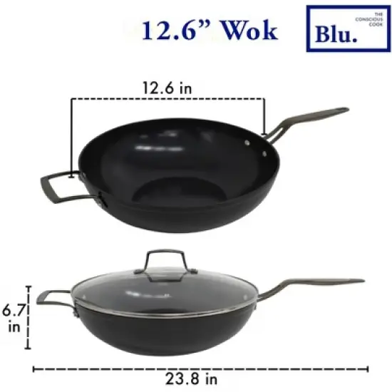 Blu. Cookware 12.6&rdquo; Wok with Lid, Durable Non-Stick Stir Fry Pan image {1}
