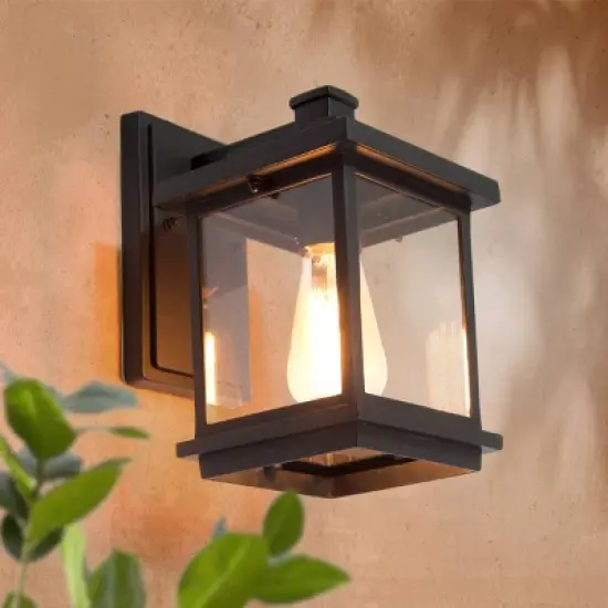 10.6" Metal/Glass Outdoor Lamp Black - LNC image {1}