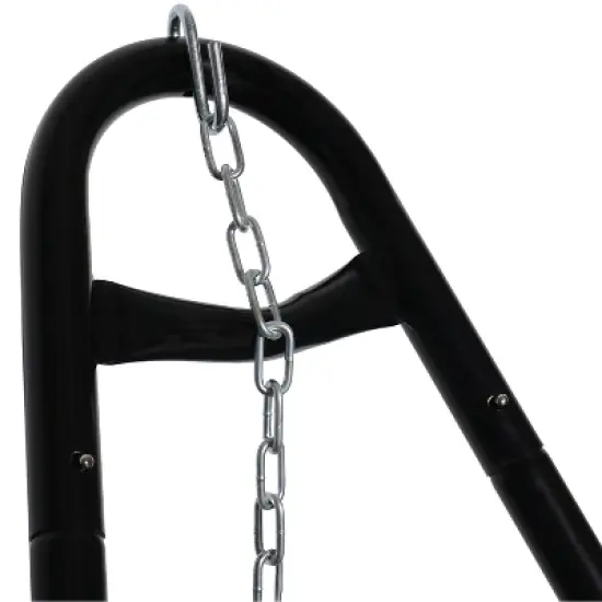 Sunnydaze Cotton Double Wide 2-Person Rope Hammock with Spreader Bars and Multi-Use Steel Stand - 450 lb Weight Capacity - White image {4}