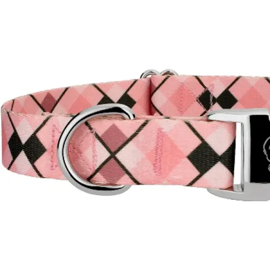 Country Brook Petz Premium Pink and Brown Argyle Collar and Leash image {3}