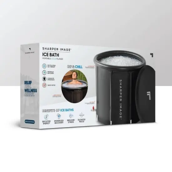 Sharper Image Portable Ice Bath 31.5"x29.5" Oval Plunge Pool: PVC Frame & Liner image {5}