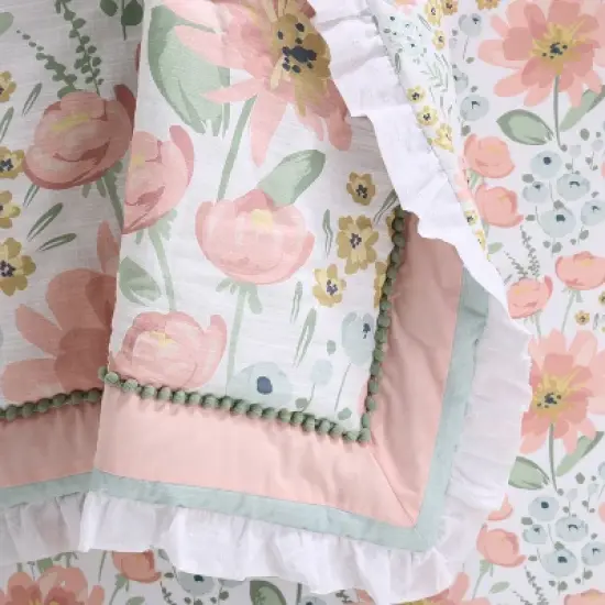 The Peanutshell Organic Cotton Crib Bedding Set for Baby Girls, Wildflower, 4 Pieces image {4}