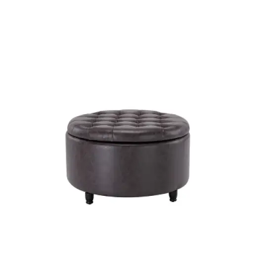 Large Round Tufted Storage Ottoman with Lift Off Lid - WOVENBYRD image {21}