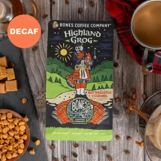 Bones Coffee Company Highland Grog Decaf 12 oz (Whole Bean) image {3}