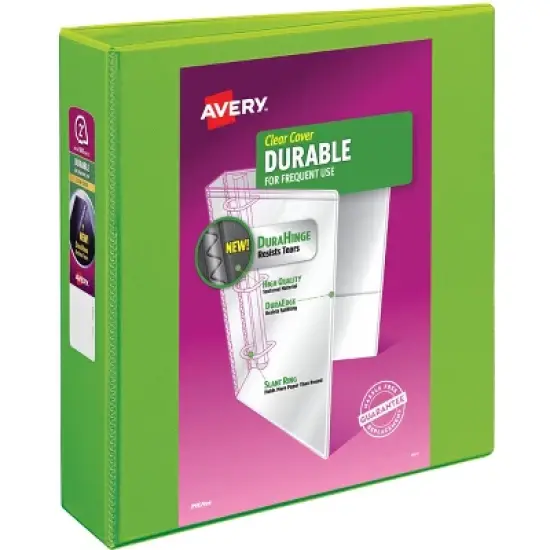 Avery Durable View 3 Ring Binder, 2" Slant Rings, 1 Chartreuse Binder (17838) image {7}