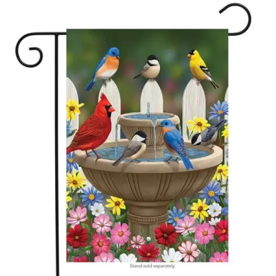 Briarwood Lane Spring Garden Flag 18x12.5 For Outdoor Birdbath Gathering Seasonal Garden Flag Flag For Spring Garden Flag Flags For Outside image {1}
