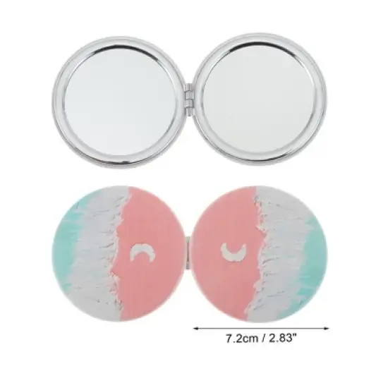Unique Bargains Round Hand-drawn Makeup Mirror Lake Blue White 1 Pc image {1}