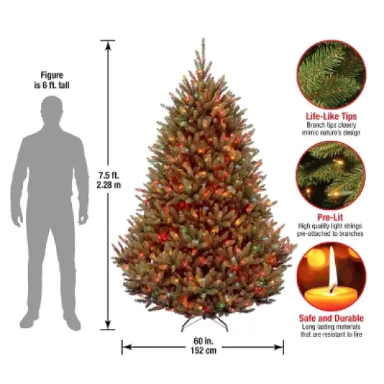7.5' Prelit Natural Fraser Fir Artificial Christmas Tree Multicolor Lights - National Tree Company image {4}