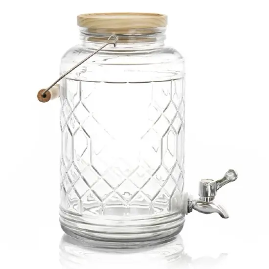 Gibson Home 0.95 Gallon Duval Glass Beverage Dispenser with Wooden Lid and Handle image {6}