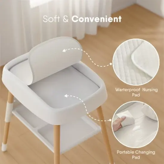 BabyBond Baby Changing Table Dresser, Waterproof Diaper Changing Station Height Adjustable for Infant and Newborn,Changing pad liner included image {2}