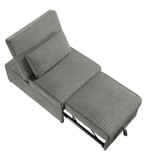 Convertible Wide-Welt Polyester Sofa Sleeper Sofa Chair W/ Polyesterll-Out Bed Smoke image {8}