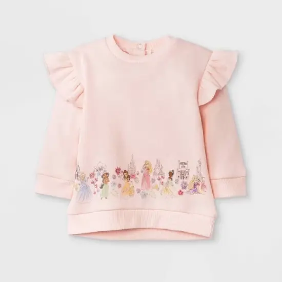 Baby Girls' 3pc Disney Princess Fleece Pullover and Tutu Leggings Set - Light Pink image {1}