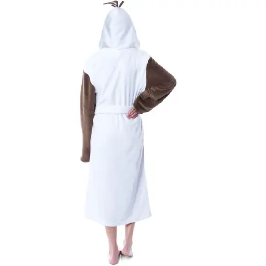 Disney Adult Frozen Snowman Olaf Costume Robe Hooded Bathrobe White image {1}
