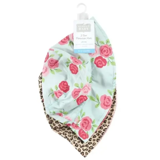 Hudson Baby Infant Girl Sun Protection Hat, Mint Floral Leopard image {1}